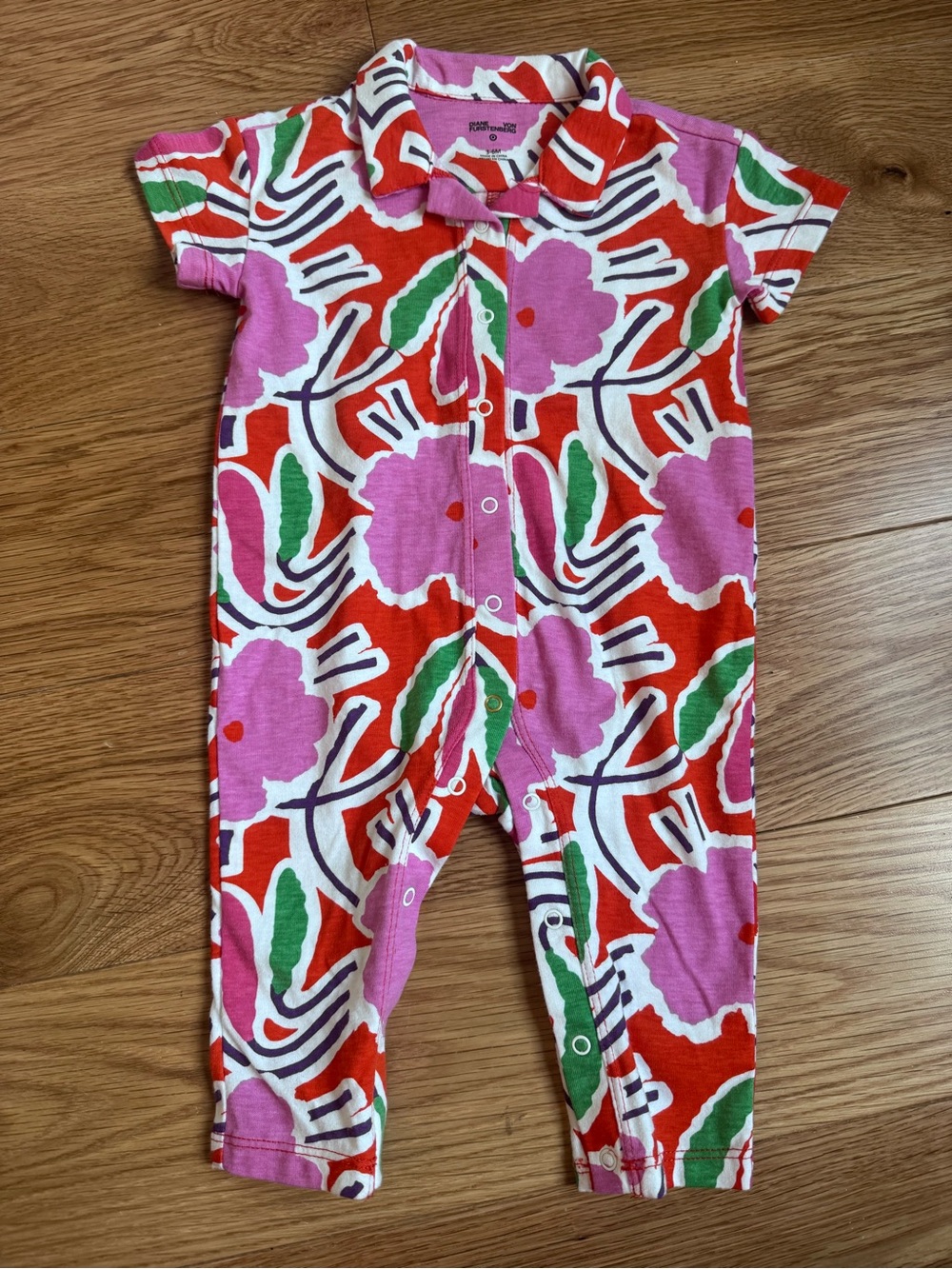 Diane Von Furstenberg Pink, Red & Green Floral Baby Romper